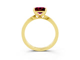 Yellow gold Princess Cut Garnet Solitaire Engagement Ring with Classic Band and Four-Prong Setting_27