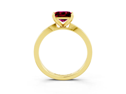 Yellow gold Princess Cut Garnet Solitaire Engagement Ring with Classic Band and Four-Prong Setting_27
