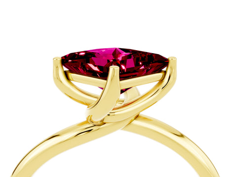 Yellow gold Princess Cut Garnet Solitaire Engagement Ring with Four-Prong Setting and Classic Band_16