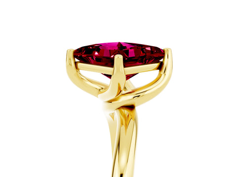 Yellow gold Princess Cut Garnet Solitaire Engagement Ring with Four-Prong Setting and Classic Band_17