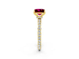 Yellow gold Princess Cut Garnet Solitaire Engagement Ring with Pavé Band and Four-Prong Setting_2