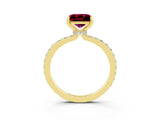 Yellow gold Princess Cut Garnet Solitaire Engagement Ring with Pavé Band and Four-Prong Setting_3