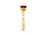 Yellow gold Princess Cut Garnet Solitaire Engagement Ring with Round Band and Four-Prong Setting_2
