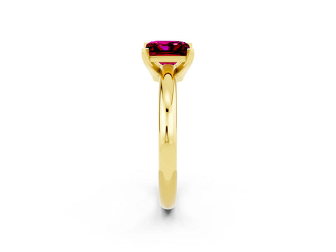 Yellow gold Princess Cut Garnet Solitaire Engagement Ring with Round Band and Four-Prong Setting_2