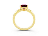 Yellow gold Princess Cut Garnet Solitaire Engagement Ring with Round Band and Four-Prong Setting_3