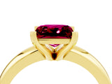 Yellow gold Princess Cut Garnet Solitaire Engagement Ring with Round Band and Four-Prong Setting_4
