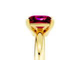 Yellow gold Princess Cut Garnet Solitaire Engagement Ring with Round Band and Four-Prong Setting_5