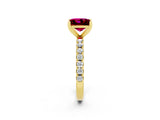 Yellow gold Princess Cut Garnet Solitaire Pavé Band with Four-Prong Setting_2