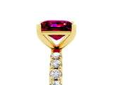Yellow gold Princess Cut Garnet Solitaire Pavé Band with Four-Prong Setting_5