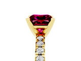 Yellow gold Princess Cut Garnet Solitaire Pavé Engagement Ring with Round Band and Prong Setting_17