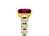 Yellow gold Princess Cut Garnet Solitaire Ring with Cathedral Setting and Pavé Band_5