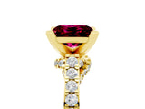 Yellow gold Princess Cut Garnet Solitaire Ring with Crossover Gallery and Round  Pavé Band_17