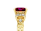 Yellow gold Princess Cut Garnet Solitaire Ring with Filigree Band and Four-Prong Setting_37