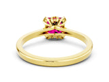 Yellow gold Princess Cut Garnet Solitaire Ring with Flower Prong Setting and Classic Band_12