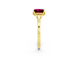 Yellow gold Princess Cut Garnet Solitaire Ring with Flower Prong Setting and Classic Band_14