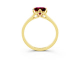 Yellow gold Princess Cut Garnet Solitaire Ring with Flower Prong Setting and Classic Band_15