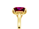 Yellow gold Princess Cut Garnet Solitaire Ring with Flower Prong Setting and Classic Band_17