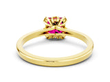 Yellow gold Princess Cut Garnet Solitaire Ring with Flower Prong Setting and Classic Band_36