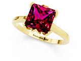 Yellow gold Princess Cut Garnet Solitaire Ring with Flower Prong Setting and Classic Band_37
