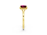 Yellow gold Princess Cut Garnet Solitaire Ring with Flower Prong Setting and Classic Band_38
