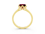 Yellow gold Princess Cut Garnet Solitaire Ring with Flower Prong Setting and Classic Band_39