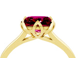 Yellow gold Princess Cut Garnet Solitaire Ring with Flower Prong Setting and Classic Band_40