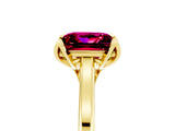 Yellow gold Princess Cut Garnet Solitaire Ring with Flower Prong Setting and Classic Band_41