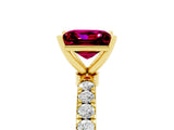 Yellow gold Princess Cut Garnet Solitaire Ring with Pavé Accents and Four-Prong Setting_5
