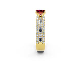 Yellow gold Princess Cut Garnet Solitaire Ring with Pavé and Channel Set Band_2