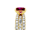 Yellow gold Princess Cut Garnet Solitaire Ring with Pavé and Channel Set Band_5