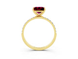 Yellow gold Princess Cut Garnet Solitaire Ring with Pave Band and Four Prong Setting_27