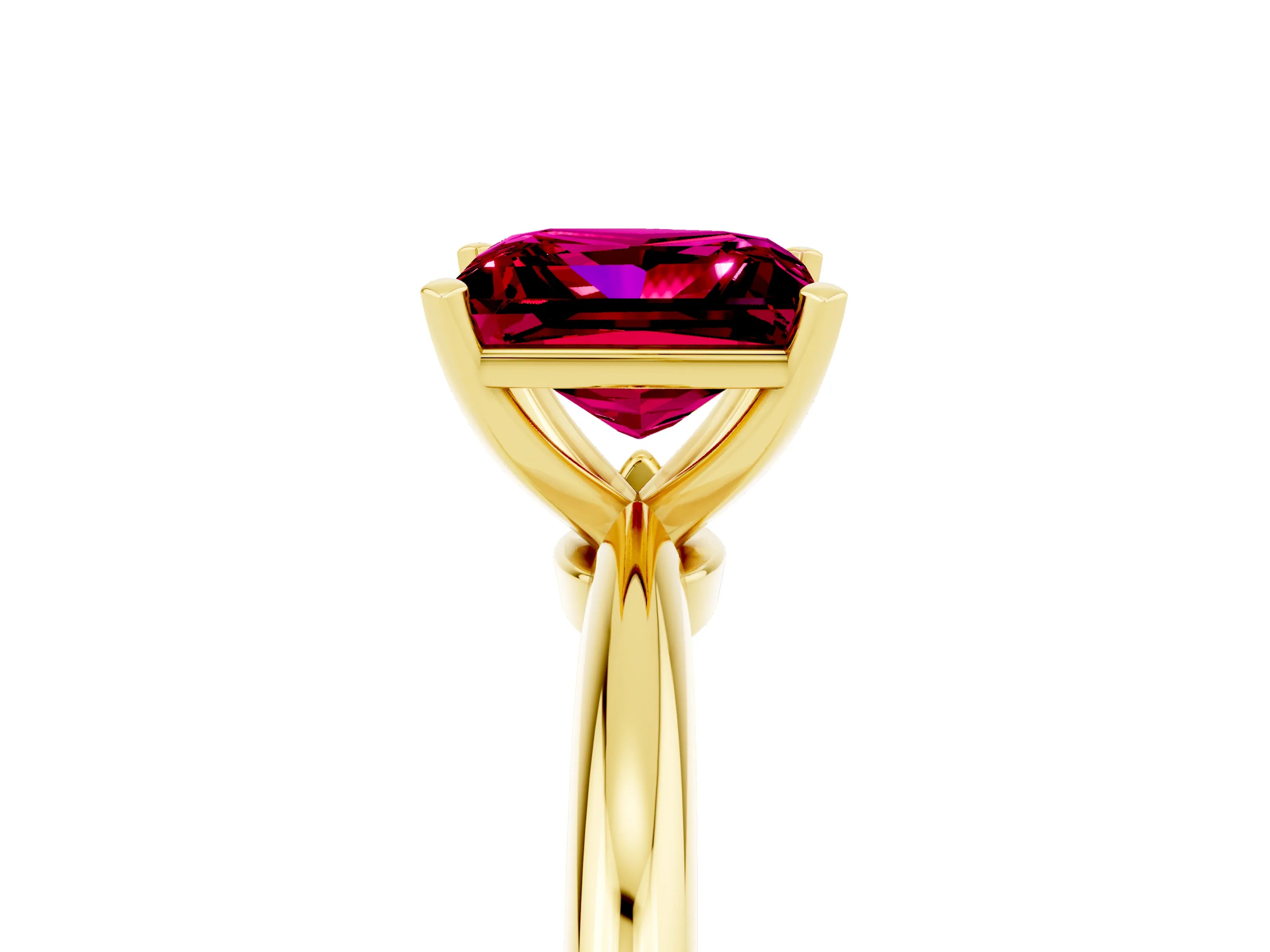 Yellow gold Princess Cut Garnet Solitaire Ring with Six-Prong Setting and Classic Band_5