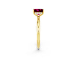 Yellow gold Princess Cut Garnet Solitaire Ring with Thin Band and Four-Prong Setting_2