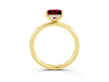 Yellow gold Princess Cut Garnet Solitaire Ring with Thin Band and Four-Prong Setting_3