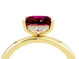 Yellow gold Princess Cut Garnet Solitaire Ring with Thin Band and Four-Prong Setting_4