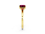Yellow gold Princess Cut Garnet Solitaire Ring with Thin Band and Prong Setting_14