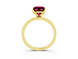 Yellow gold Princess Cut Garnet Solitaire Ring with Thin Band and Prong Setting_15