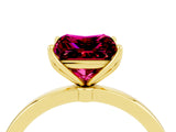 Yellow gold Princess Cut Garnet Solitaire Ring with Thin Band and Prong Setting_16
