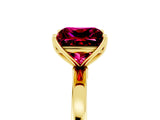 Yellow gold Princess Cut Garnet Solitaire Ring with Thin Band and Prong Setting_17