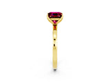 Yellow gold Princess Cut Garnet Solitaire Ring with Thin Band and Prong Setting_26
