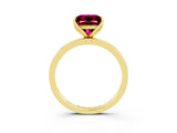 Yellow gold Princess Cut Garnet Solitaire Ring with Thin Band and Prong Setting_27