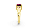 Yellow gold Princess Cut Garnet Solitaire Ring with Wide Band and Prong Setting_2