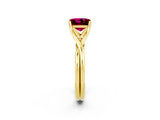 Yellow gold Princess Cut Garnet Solitaire Twist Band Prong Setting Ring_38