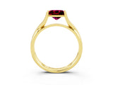 Yellow gold Princess Cut Garnet Solitaire Twist Band Prong Setting Ring_39