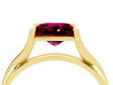 Yellow gold Princess Cut Garnet Solitaire Twist Band Prong Setting Ring_40