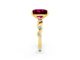 Yellow gold Princess Cut Garnet Solitaire Twisted Band with Round  Accents and Prong Setting_14