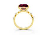 Yellow gold Princess Cut Garnet Solitaire Twisted Band with Round  Accents and Prong Setting_15