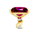 Yellow gold Princess Cut Garnet Solitaire Twisted Band with Round  Accents and Prong Setting_17