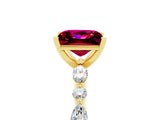 Yellow gold Princess Cut Garnet Solitaire with Side Stones on a Pavé Band and Four-Prong Setting_5