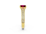 Yellow gold Princess Cut Garnet Split Shank Engagement Ring with Pavé Band_2